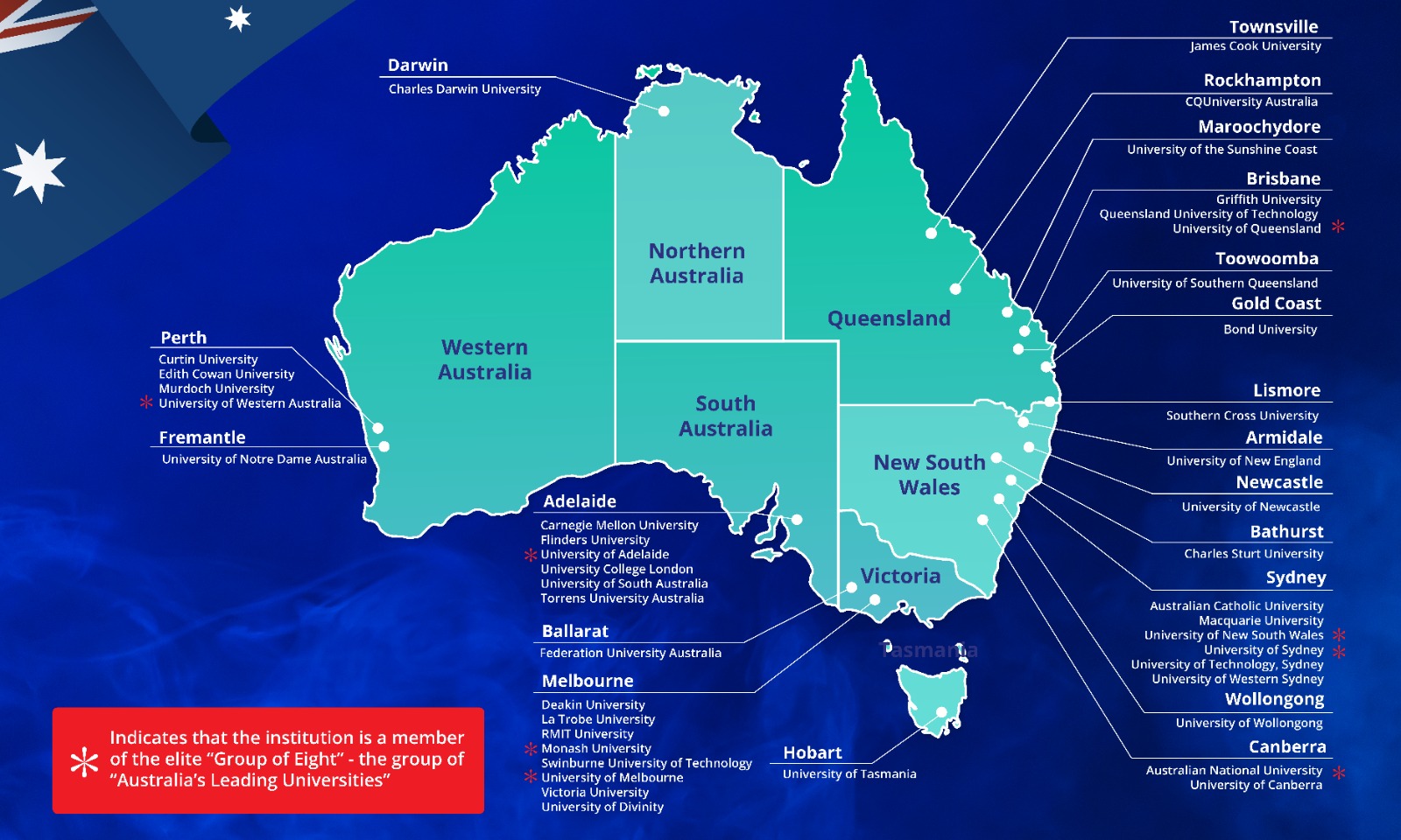 Australia Universities Map